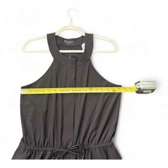 Athleta Mercer Wide Leg Cropped Halter Style Jumpsuit Back Cut Out Black 8 - Picture 5 of 12